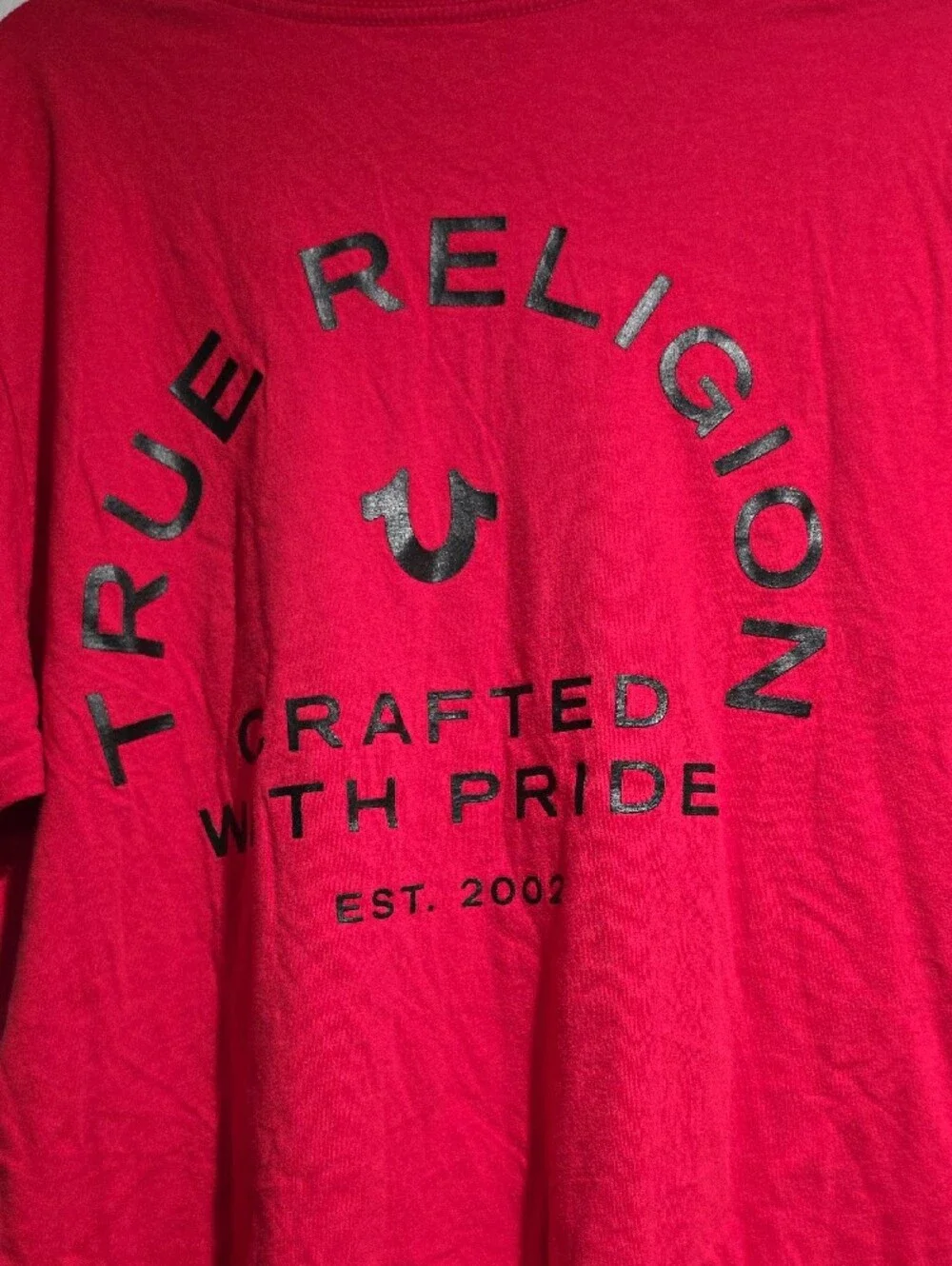 True Religion Men’s Red Short-Sleeve Crewneck Tee with Logo